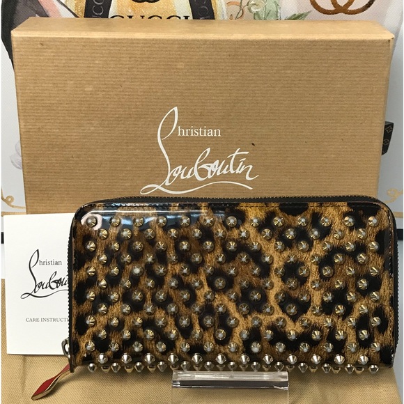 Christian Louboutin Panettone Studded Leopard Zip Around Wallet 🐆❤️ - Picture 4 of 17